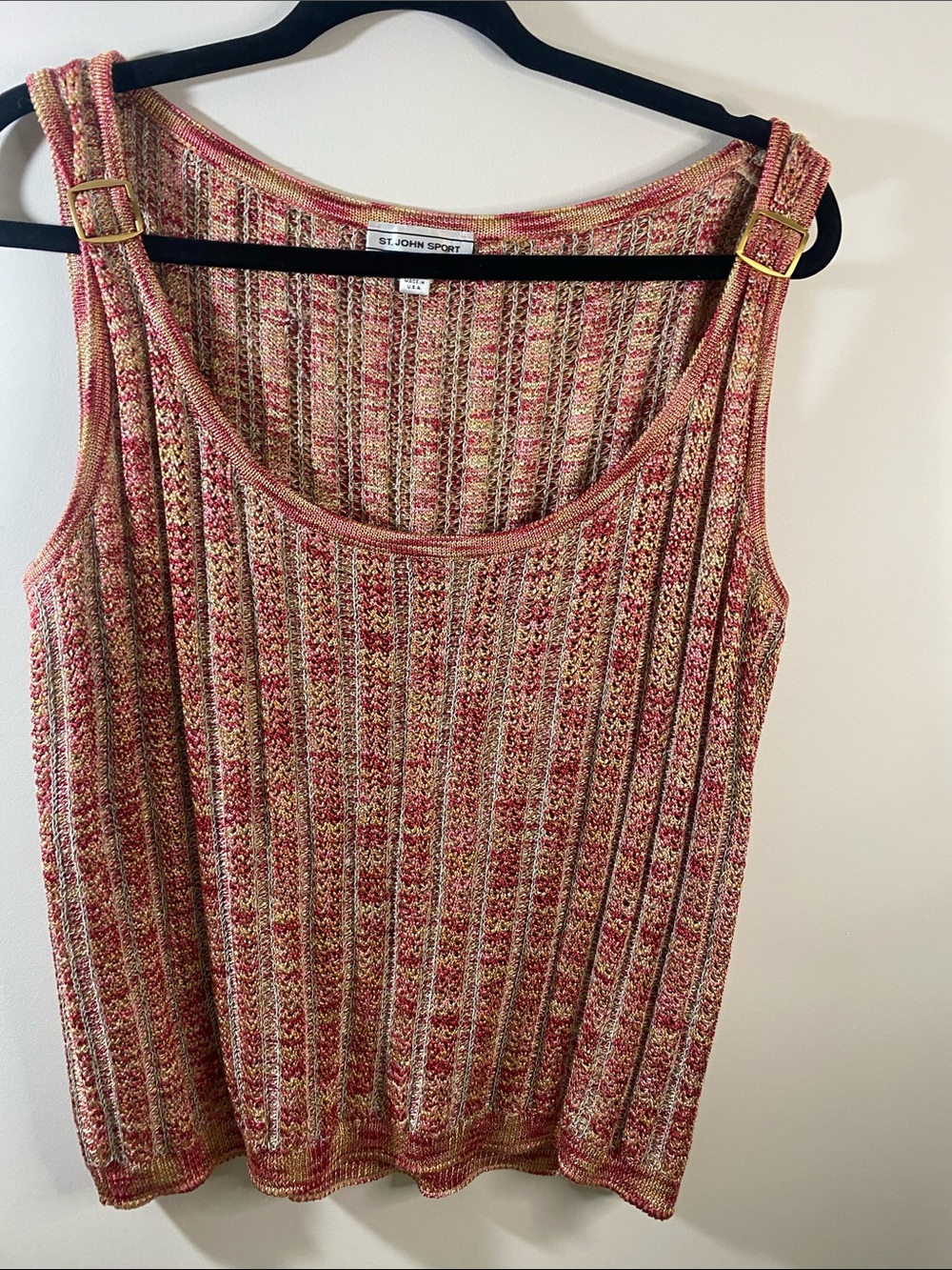 St. John Sport Women's Multicolor Knit Tank Top - Pink/Gold